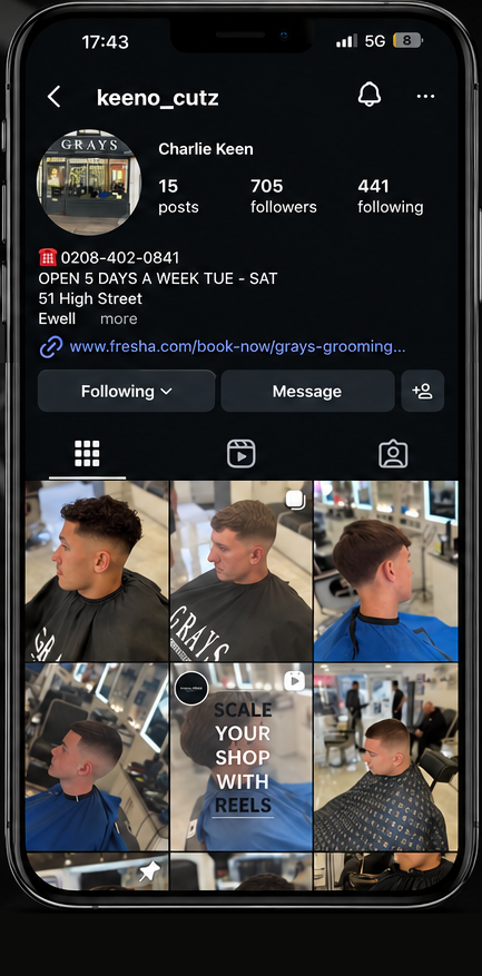 Keeno Cutz Instagram profile before the Infinity Media rebrand