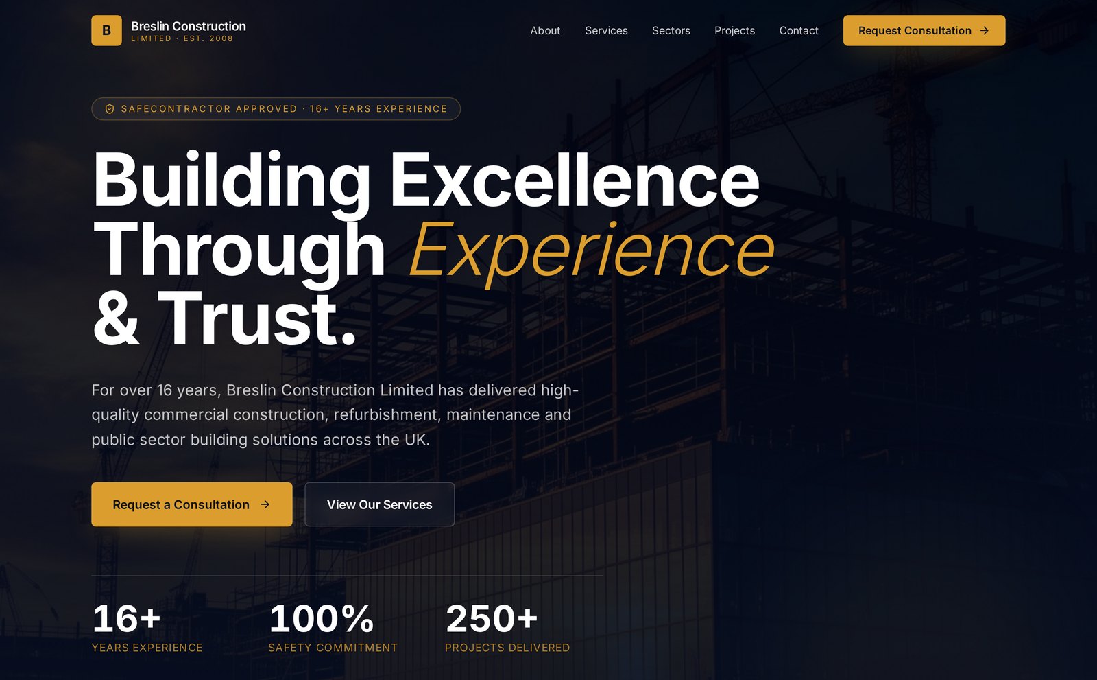 Website designed and built by Infinity Media for Breslin Construction Ltd