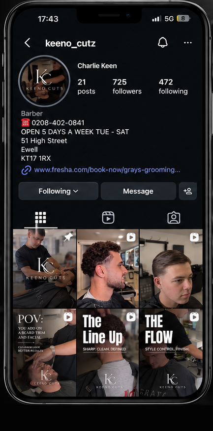 Keeno Cutz Instagram profile after the Infinity Media rebrand